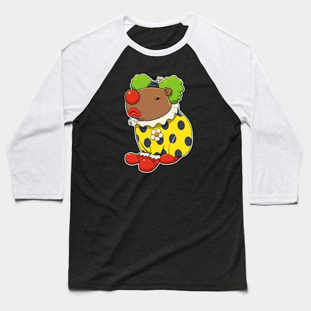 Grumpy Capybara Clown Baseball T-Shirt by capydays